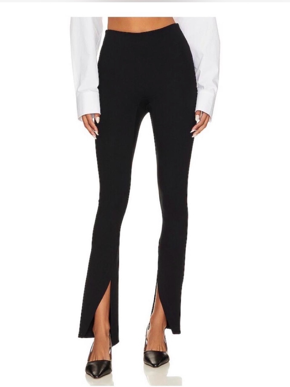 Spanx Classic Black High-Waist Split-Front Ponte Pants Size Medium